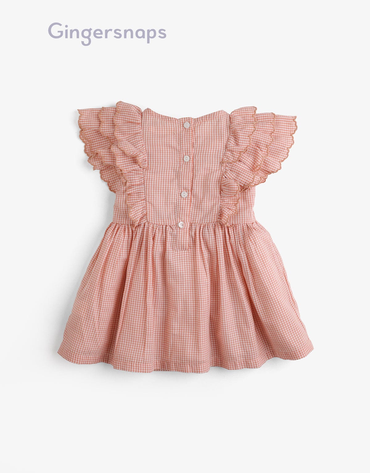 جينجرسنابس فستان مربعات منفوش مكشكش بناتي برتقالي