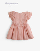 جينجرسنابس فستان مربعات منفوش مكشكش بناتي برتقالي