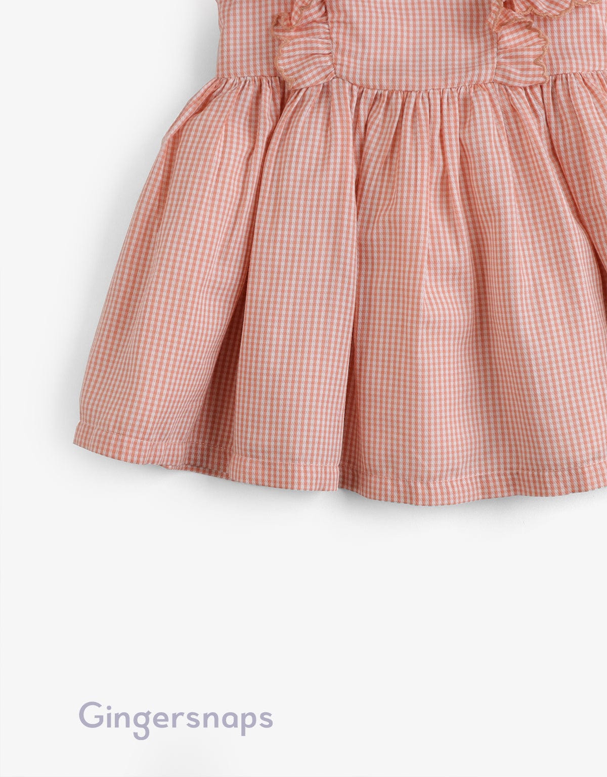 جينجرسنابس فستان مربعات منفوش مكشكش بناتي برتقالي