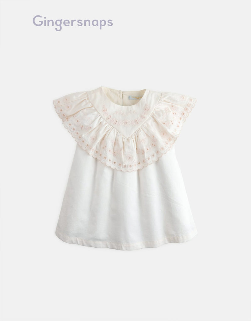 جينجرسنابس فستان واسع على شكل فراشة بناتي أبيض