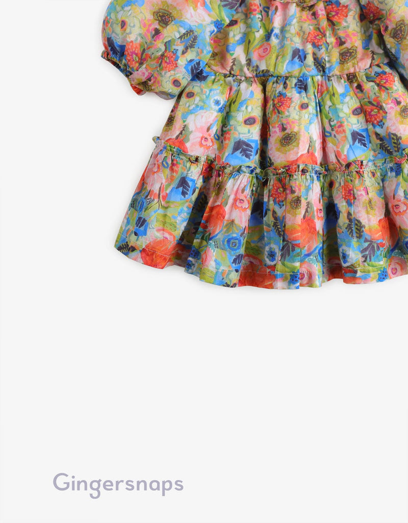 جينجرسنابس فستان مورد واسع نص كم بف بناتي متعدد الألوان