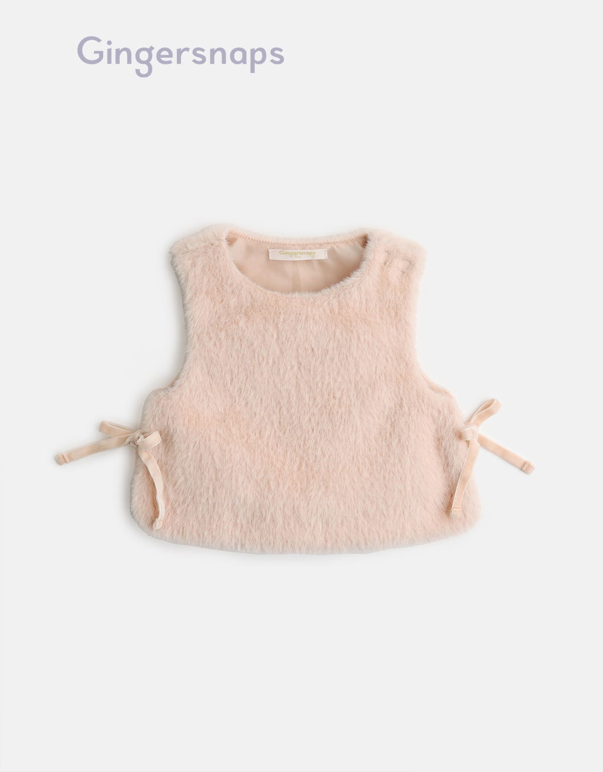 جينجرسنابس سترة كت فرو بفيونكات قصيرة وردي