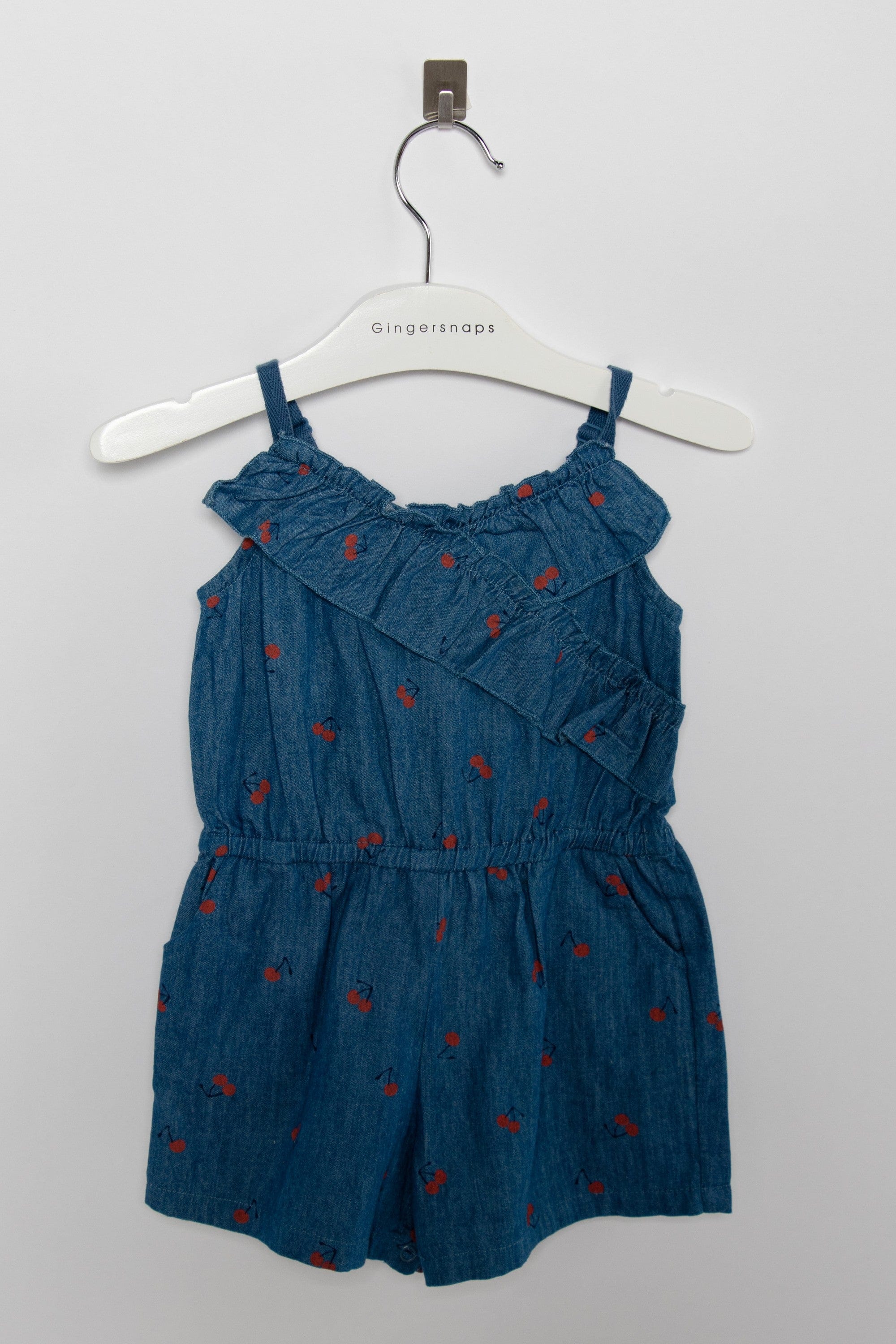 جينجرسنابس جمبسوت كت بناتي بكشكشة من الخصر بنقشة كرز أزرق