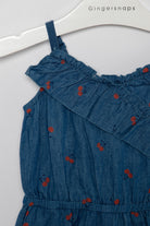 جينجرسنابس جمبسوت كت بناتي بكشكشة من الخصر بنقشة كرز أزرق