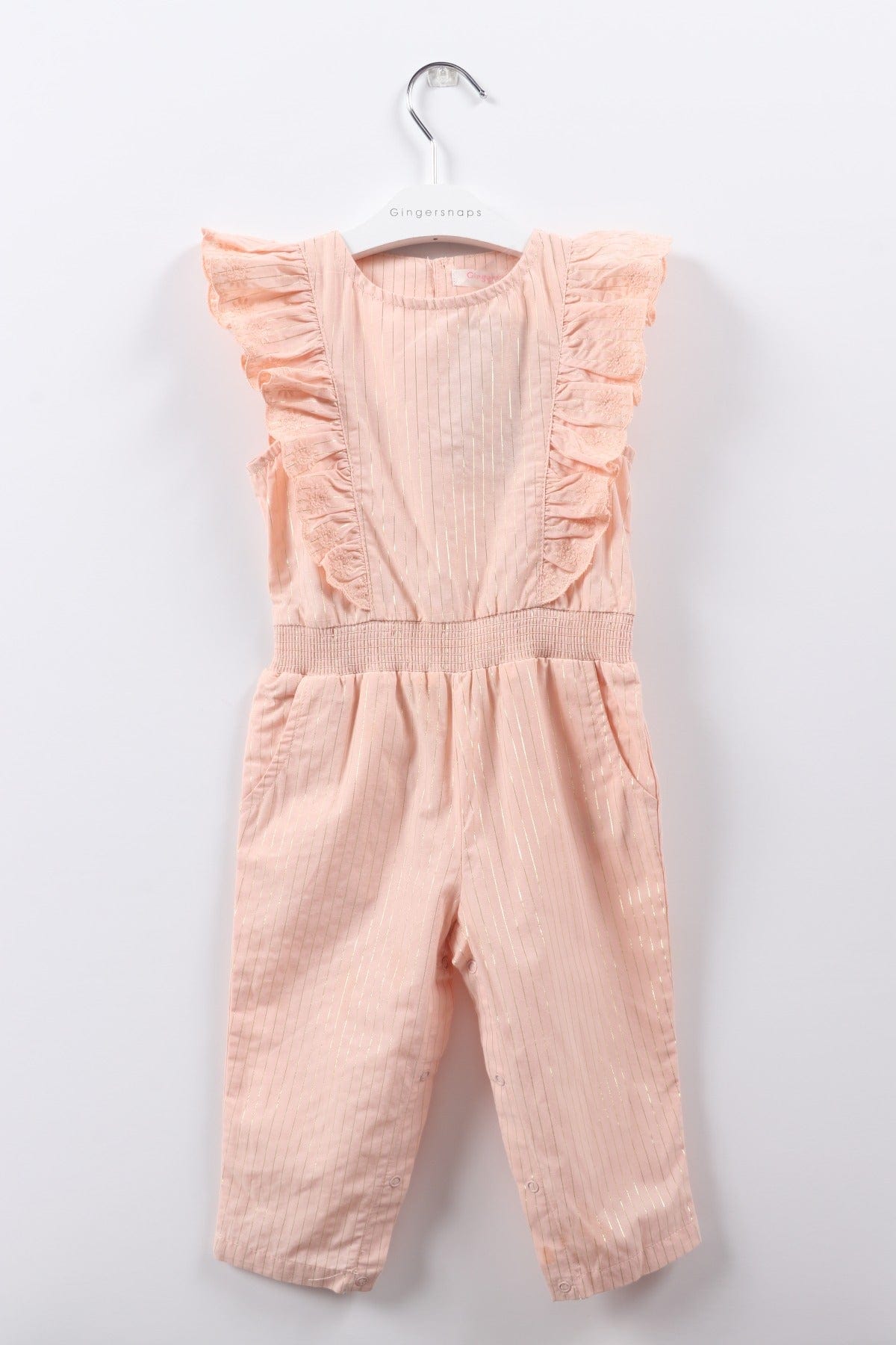 جينجرسنابس جمبسوت رضع بناتي مخطط بخصر مطاطي ذهب