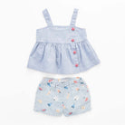 جينجرسنابس طقم بلوزة بأزرار أمامية وشورت بناتي رضع متعدد الألوان