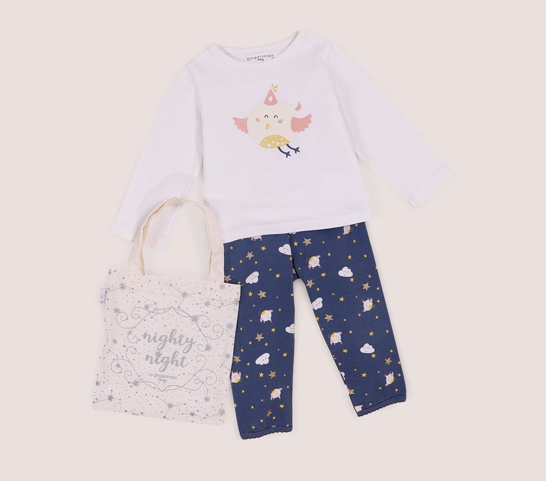 جينجرسنابس بيجامة نوم للفتايات الرضع مطبوعة أزرق