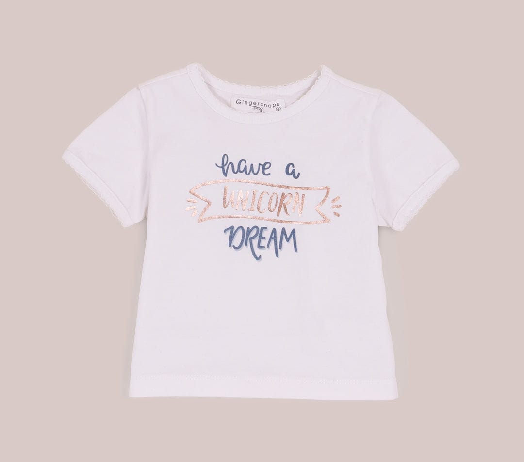 جينجرسنابس بيجامة نوم للفتايات الرضع بطبعة على الصدر ثلجي البياض