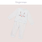 جينجرسنابس بيجامة بلوزة مع بنطال مواليد بخطوط عريضة كم طويل بناتي ضوء السماء