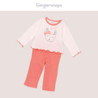 جينجرسنابس بيجامة بلوزة مع بنطال مواليد كم طويل بناتي مرجاني