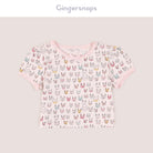 جينجرسنابس بيجامة ببلوزة مع بنطال رضع منقوشة نص كم بناتي متعدد الألوان