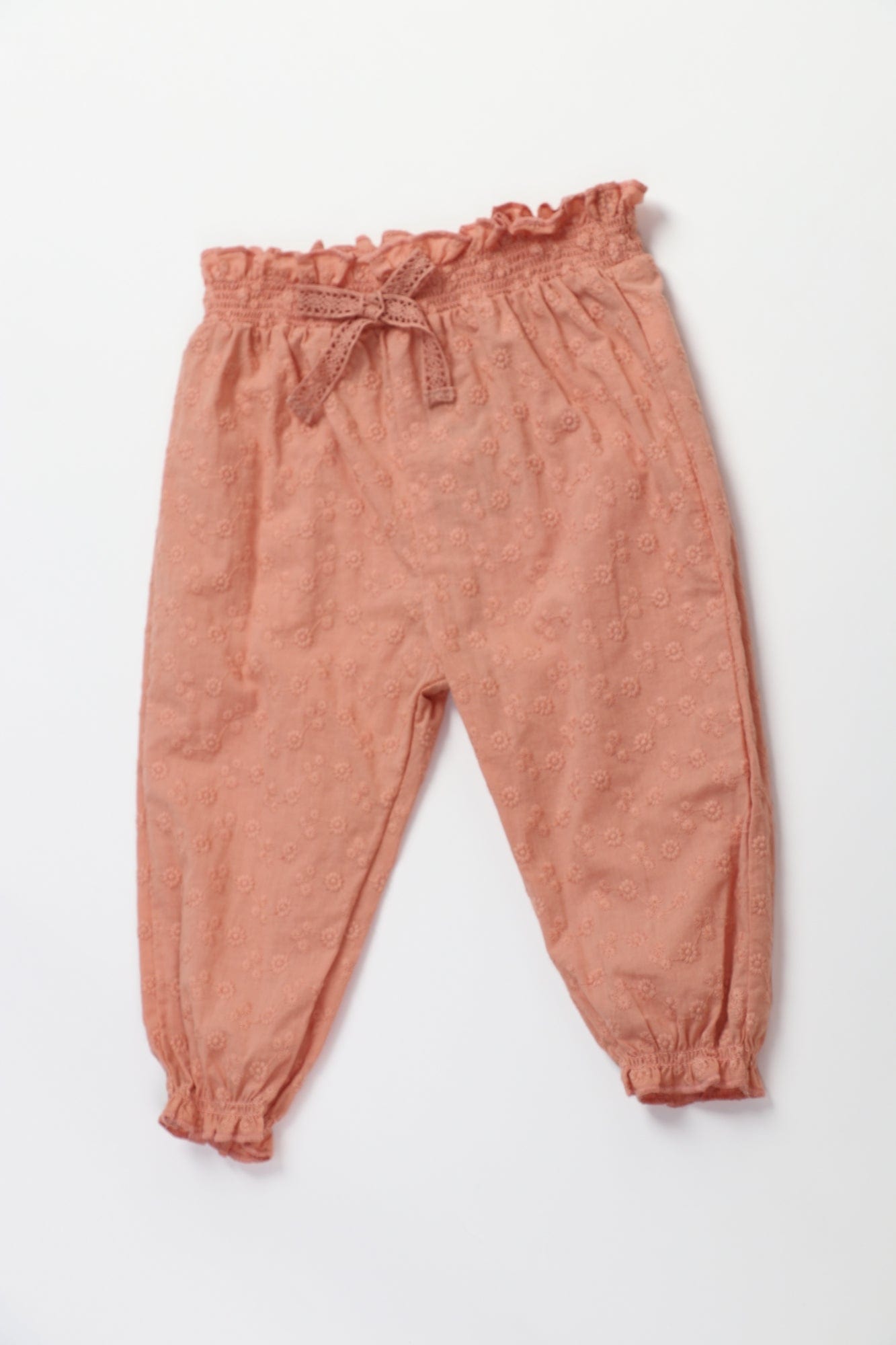 جينجرسنابس بنطلون اطفال رضع بناتي مكشكش من الوسط برباط خصر وردي