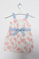 جينجرسنابس فستان رضع بناتي بنمط فواكة مزين بفيونكة أبيض/وردي