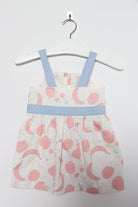 جينجرسنابس فستان رضع بناتي بنمط فواكة مزين بفيونكة أبيض/وردي