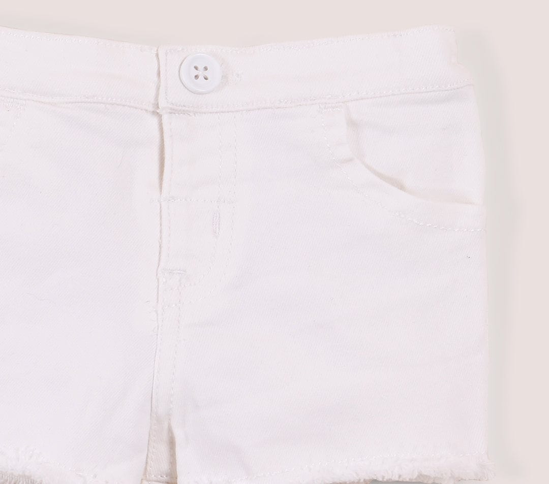 جينجرسنابس شورت بناتي للرضع سادة بجيوب من الخلف أوف وايت