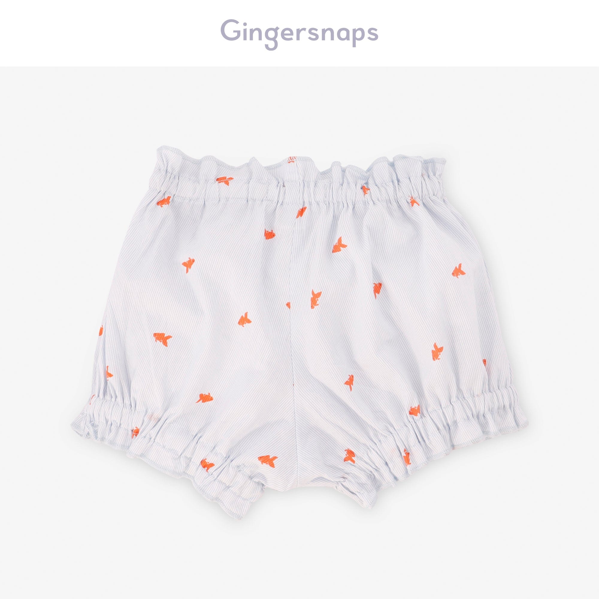 جينجرسنابس شورت رضع بناتي بنمط أسماك مزين بفيونكة أزرق