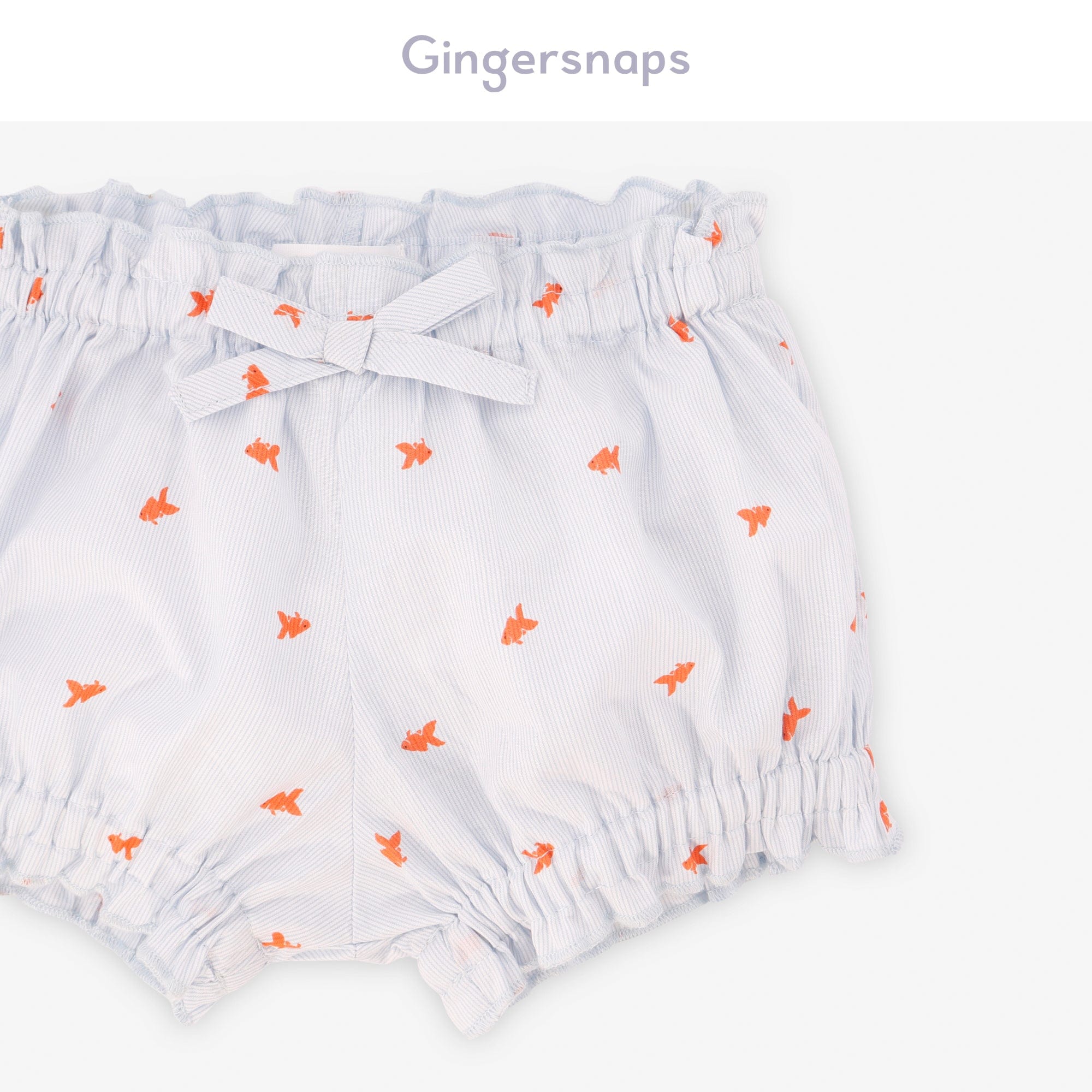 جينجرسنابس شورت رضع بناتي بنمط أسماك مزين بفيونكة أزرق