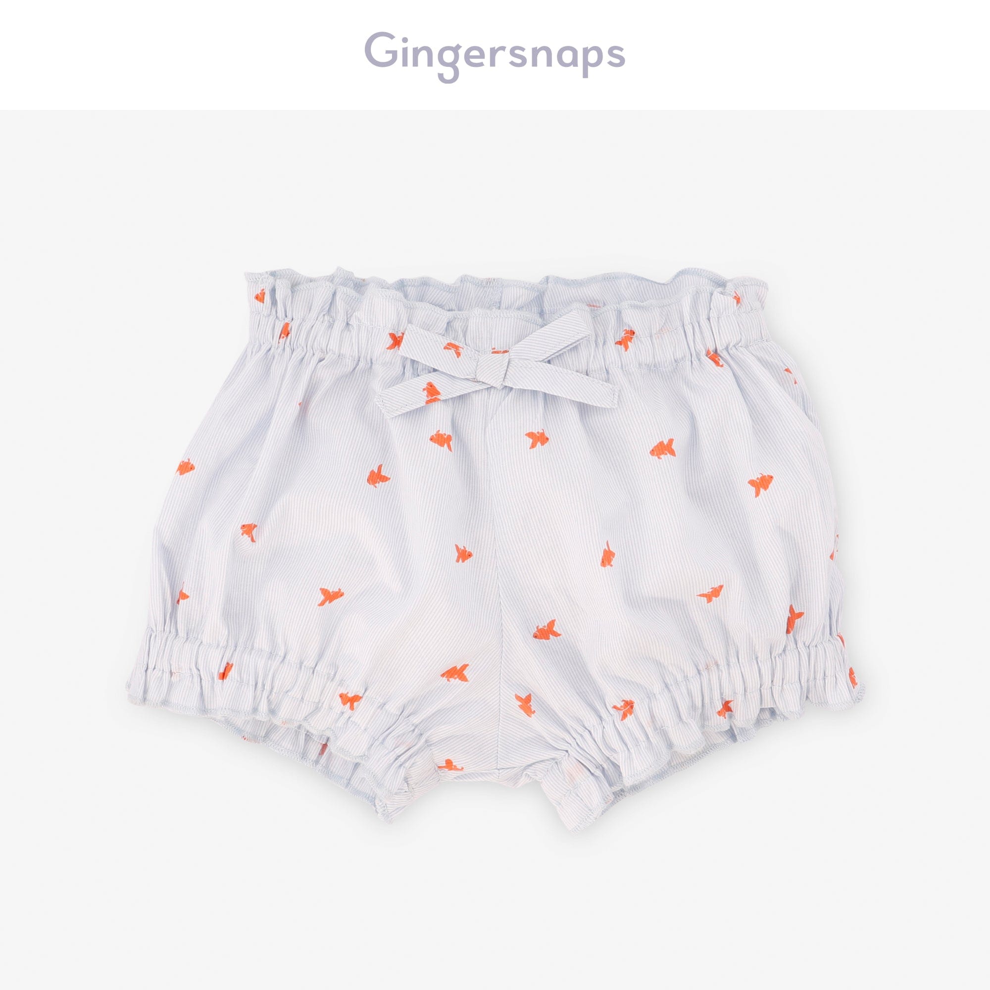 جينجرسنابس شورت رضع بناتي بنمط أسماك مزين بفيونكة أزرق