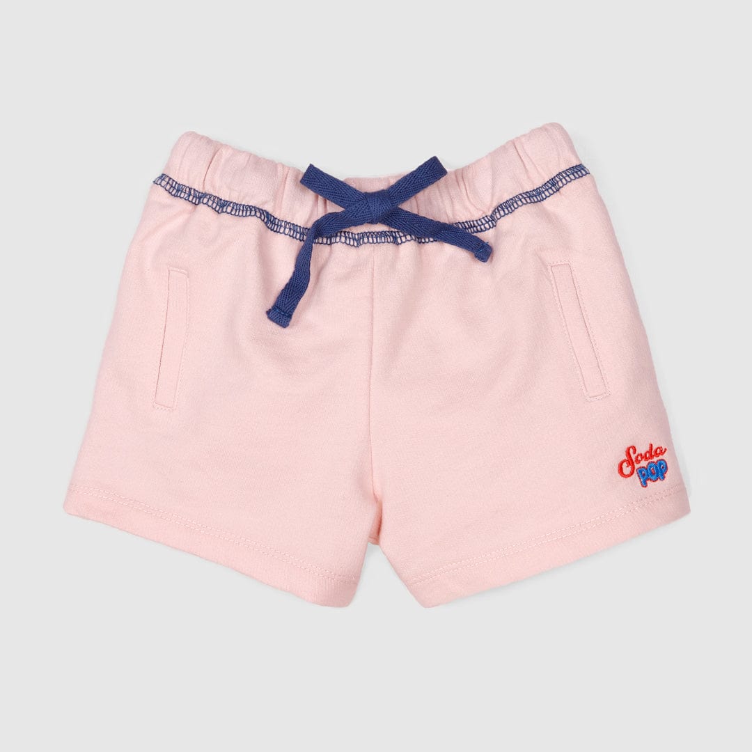 جينجرسنابس شورت رضع بناتي بجيوب أمامية بتطريز خفيف وردي