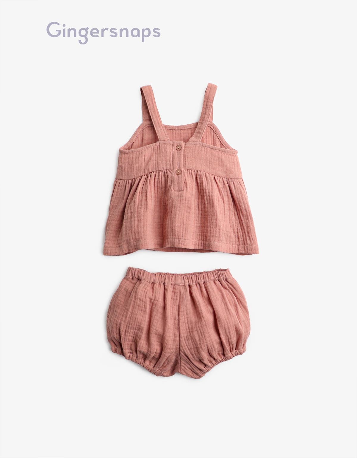 جينجرسنابس طقم كاجوال بناتي ببلوزة بحمالات وشورت وردي