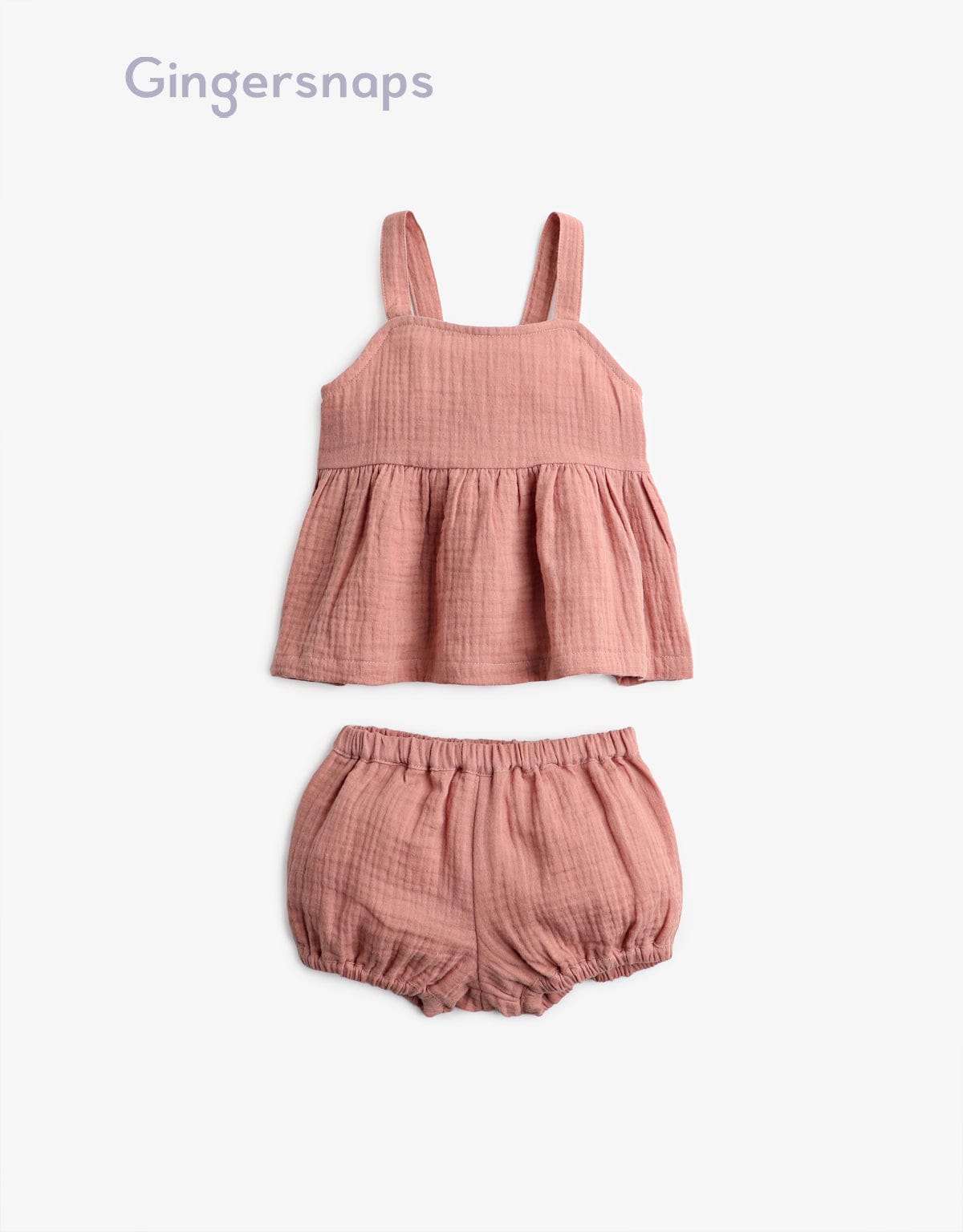 جينجرسنابس طقم كاجوال بناتي ببلوزة بحمالات وشورت وردي