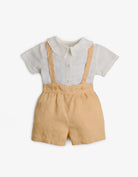 جينجرسنابس طقم بناتي اطفال بشورت وحمالات بني