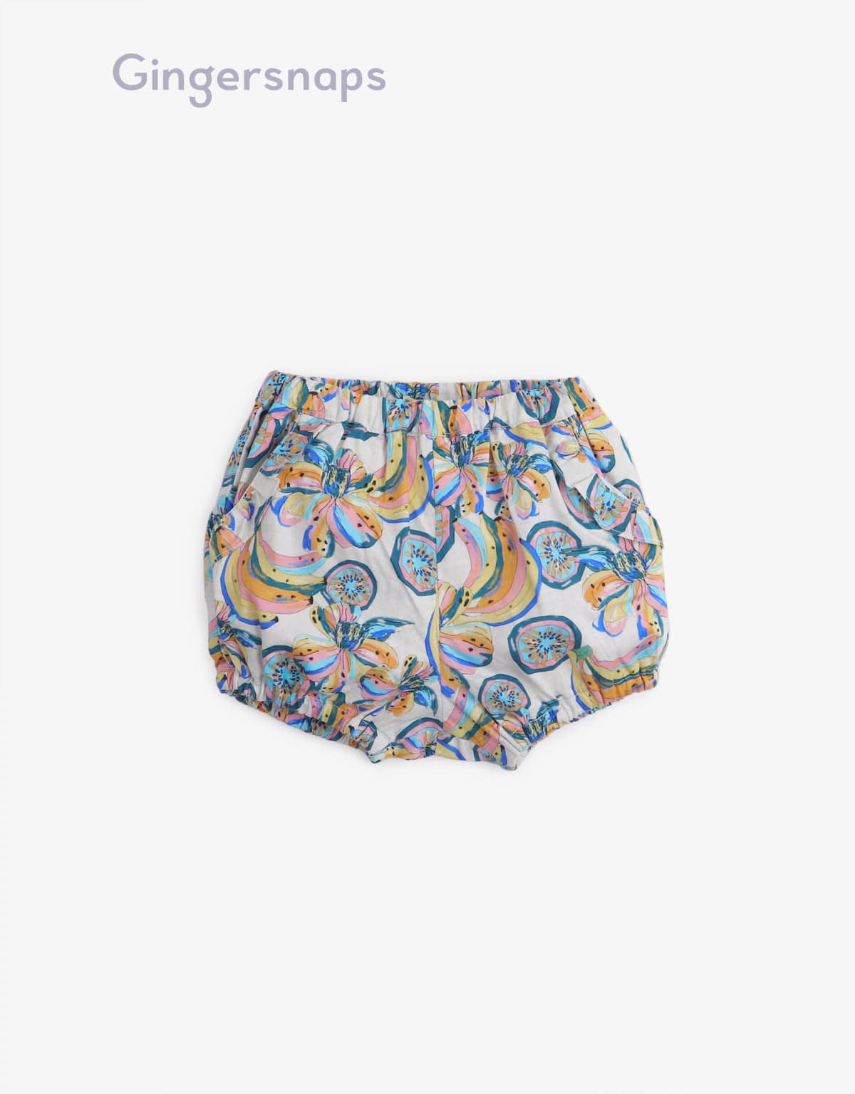 جينجرسنابس طقم قطعتين بلوزة منقوشة مكشكشة وشورت بناتي متعدد الألوان