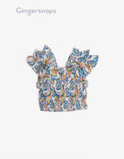 جينجرسنابس طقم قطعتين بلوزة منقوشة مكشكشة وشورت بناتي متعدد الألوان