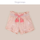جينجرسنابس شورت منقوش برباط خيط رضع بناتي الخوخ الوردي