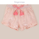 جينجرسنابس شورت منقوش برباط خيط رضع بناتي الخوخ الوردي