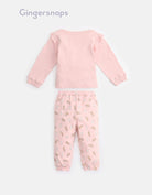 جينجرسنابس بيجامة نوم رضع بناتي بطبعة قطط وكتابة على الصدر وردي