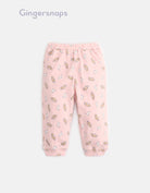 جينجرسنابس بيجامة نوم رضع بناتي بطبعة قطط وكتابة على الصدر وردي