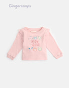 جينجرسنابس بيجامة نوم رضع بناتي بطبعة قطط وكتابة على الصدر وردي