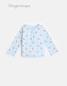 جينجرسنابس بيجامة نوم رضع بناتي بطبعة قطط بفيونكة على الرقبة أزرق