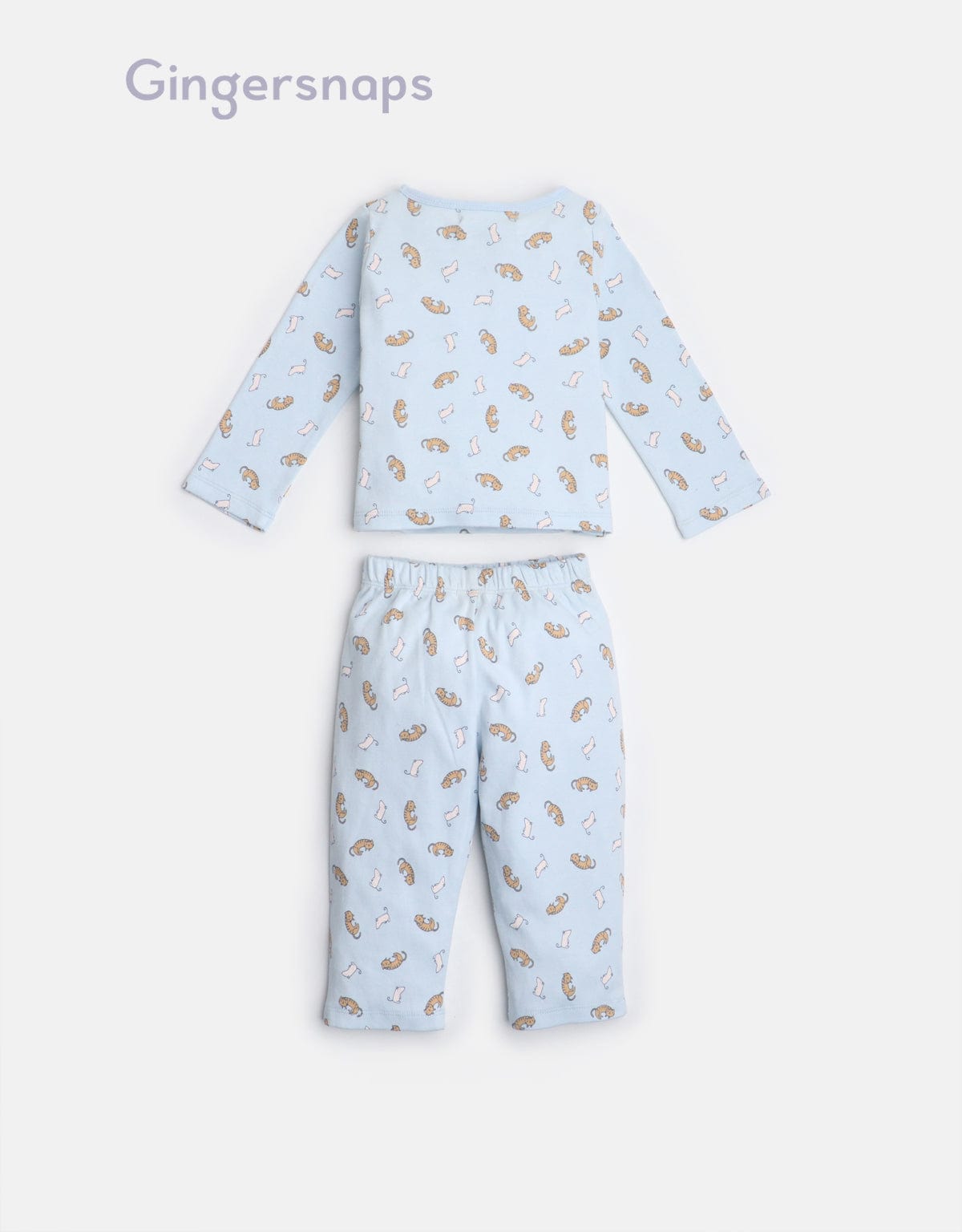 جينجرسنابس بيجامة نوم رضع بناتي بطبعة قطط بفيونكة على الرقبة أزرق