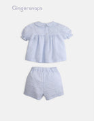 جينجرسنابس طقم أطفال بناتي قطعتين شورت وبلوزة أزرق