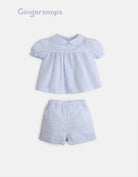 جينجرسنابس طقم أطفال بناتي قطعتين شورت وبلوزة أزرق