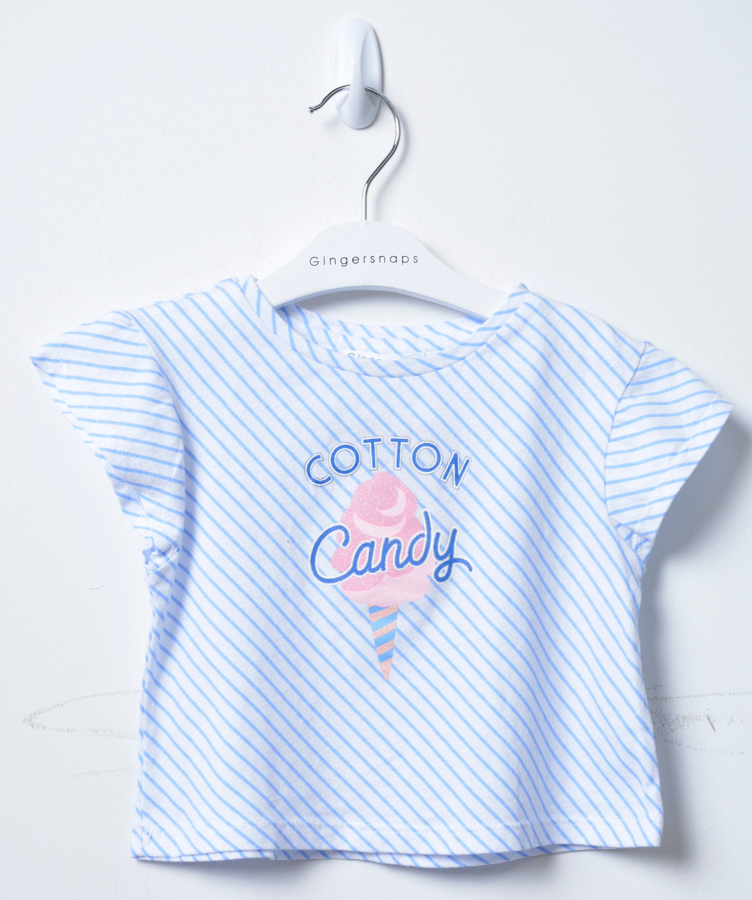 جينجرسنابس تي شيرت بيبي بنات بطبعة حلوى الشعر أزرق/أبيض