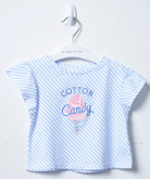 جينجرسنابس تي شيرت بيبي بنات بطبعة حلوى الشعر أزرق/أبيض