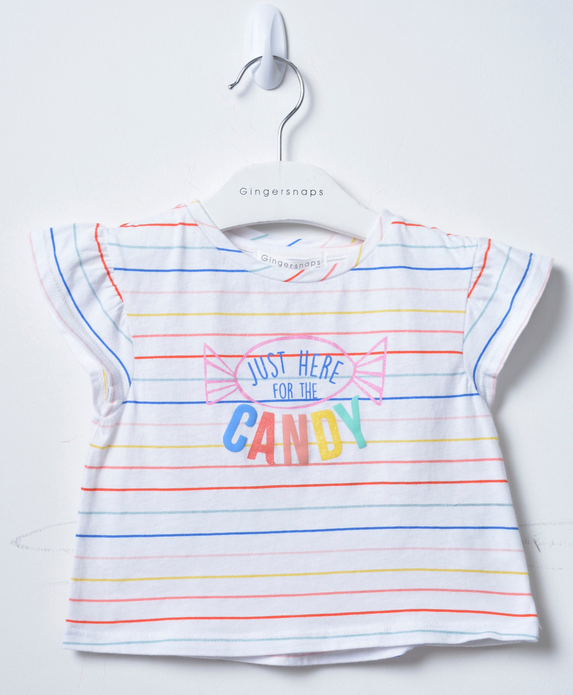 جينجرسنابس تي شيرت بيبي بنات مخطط بطبعة كتابة متعدد الألوان