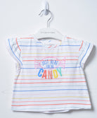 جينجرسنابس تي شيرت بيبي بنات مخطط بطبعة كتابة متعدد الألوان