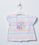 جينجرسنابس تي شيرت بيبي بنات مخطط بطبعة كتابة متعدد الألوان