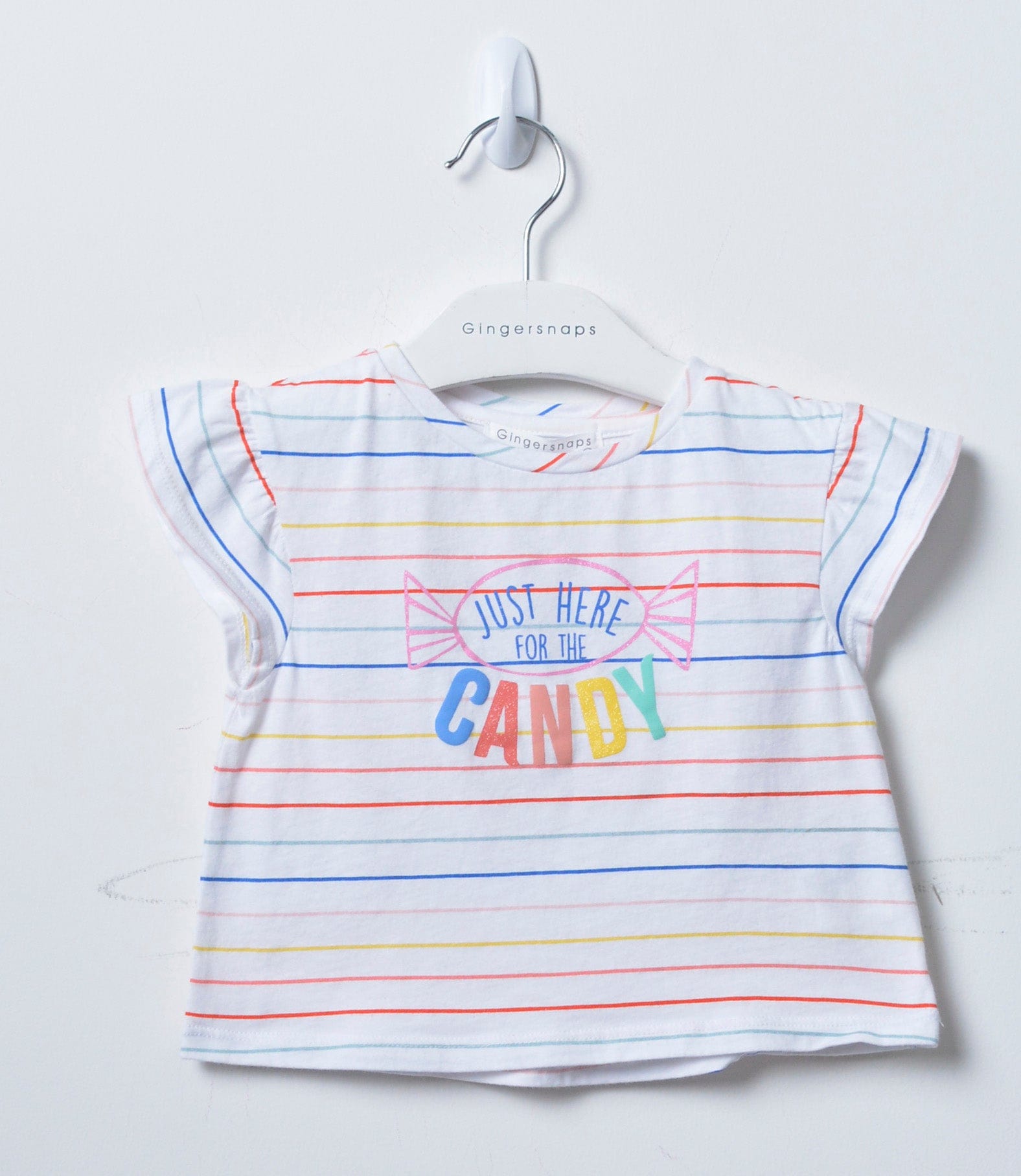 جينجرسنابس تي شيرت بيبي بنات مخطط بطبعة كتابة متعدد الألوان