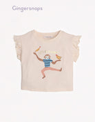 جينجرسنابس تيشيرت نص كم بناتي بطابعة قرد امامية أصفر