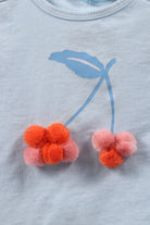 جينجرسنابس تيشيرت بناتي رضع مطرز كم قصير بفيونكات أزرق فاتح