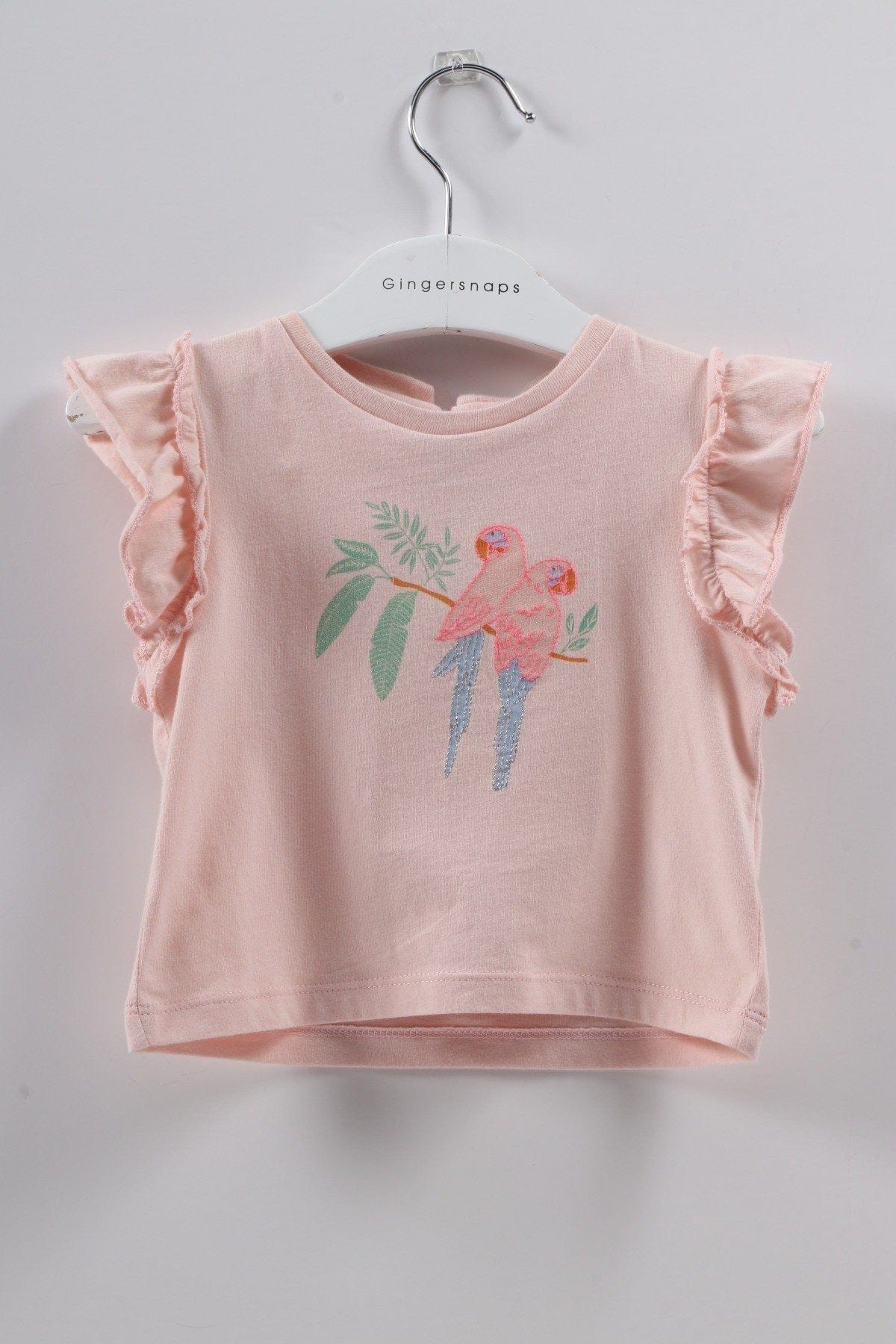 جينجرسنابس تيشيرت بناتي رضع كم قصير الخوخ الوردي