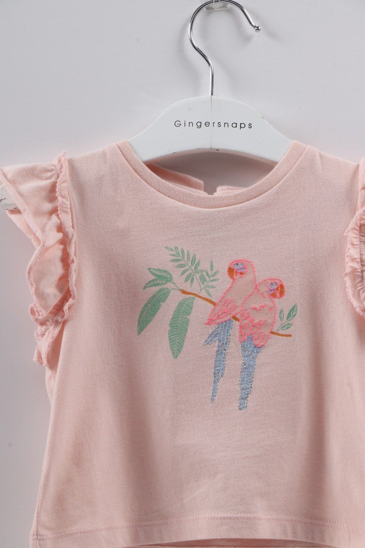 جينجرسنابس تيشيرت بناتي رضع كم قصير الخوخ الوردي