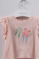 جينجرسنابس تيشيرت بناتي رضع كم قصير الخوخ الوردي