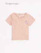 جينجرسنابس تي شيرت بيبي بنات منسوج بتطريز سمكة على الصدر وردي