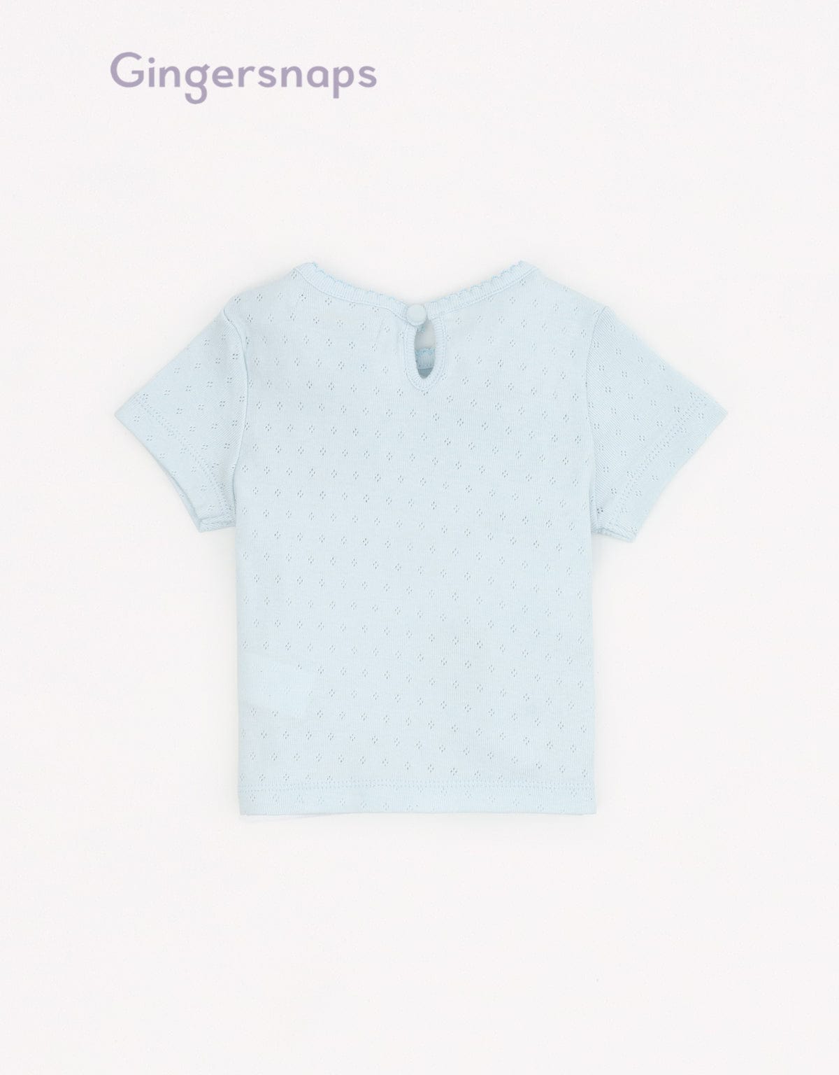 جينجرسنابس تي شيرت بيبي بنات منسوج بتطريز اخطابوط على الصدر أزرق